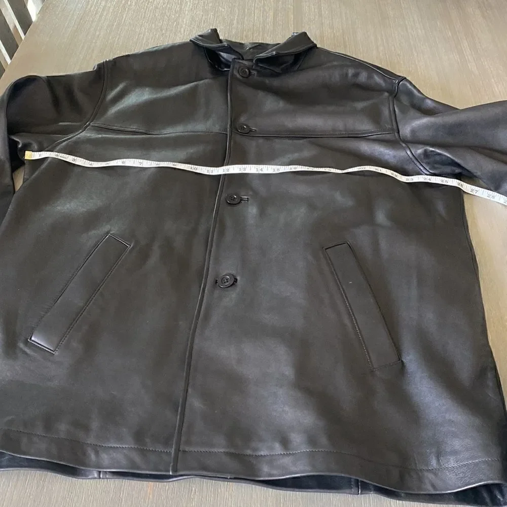 Daniel Cremieux Men’s Black Genuine Lamb Skin Leather Jacket Wool Lining Size L